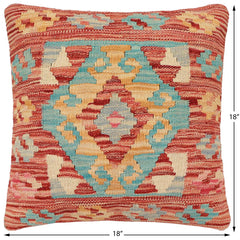 handmade Traditional Pillow Rust Blue Hand-made SQUARE 100% WOOL Hand woven turkish pillow2 x 2