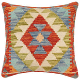 handmade Traditional Pillow Rust Blue Hand-made SQUARE 100% WOOL Hand woven turkish pillow 3 x 5