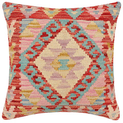 handmade Traditional Pillow Red Blue Hand-made SQUARE 100% WOOL Hand woven turkish pillow2 x 2