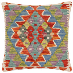 handmade Traditional Pillow Rust Blue Hand-made SQUARE 100% WOOL Hand woven turkish pillow2 x 2