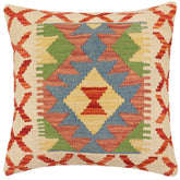 handmade Traditional Pillow Rust Blue Hand-made SQUARE 100% WOOL Hand woven turkish pillow 2 x 2