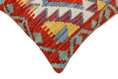 handmade Traditional Pillow Rust Blue Hand-Woven SQUARE 100% WOOL Hand woven turkish pillow2 x 2