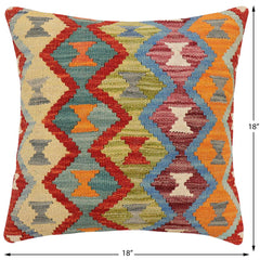 handmade Traditional Pillow Rust Blue Hand-Woven SQUARE 100% WOOL Hand woven turkish pillow2 x 2