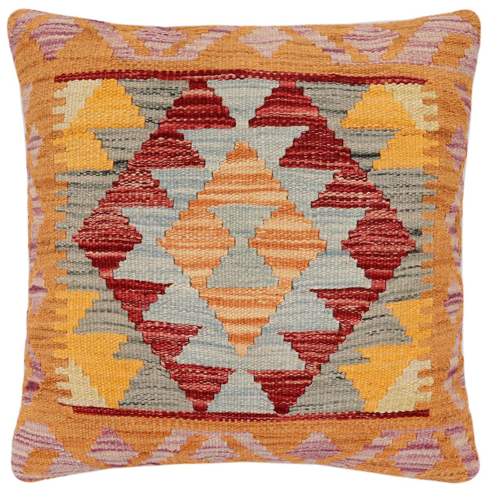 handmade Traditional Pillow Red Blue Hand-Woven SQUARE 100% WOOL Hand woven turkish pillow2 x 2