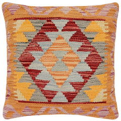 handmade Traditional Pillow Red Blue Hand-Woven SQUARE 100% WOOL Hand woven turkish pillow2 x 2