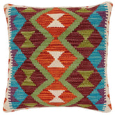 handmade Traditional Pillow Rust Blue Hand-Woven SQUARE 100% WOOL Hand woven turkish pillow 2 x 2