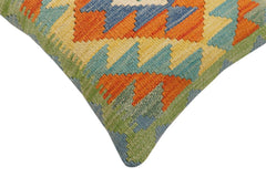 handmade Traditional Pillow Rust Blue Hand-Woven SQUARE 100% WOOL Hand woven turkish pillow2 x 2