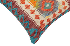 handmade Traditional Pillow Rust Blue Hand-Woven SQUARE 100% WOOL Hand woven turkish pillow2 x 2