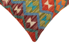 handmade Traditional Pillow Rust Blue Hand-Woven SQUARE 100% WOOL Hand woven turkish pillow2 x 2