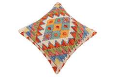 handmade Traditional Pillow Rust Blue Hand-Woven SQUARE 100% WOOL Hand woven turkish pillow2 x 2