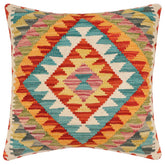 handmade Traditional Pillow Rust Blue Hand-Woven SQUARE 100% WOOL Hand woven turkish pillow2 x 2