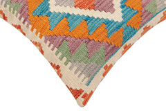 handmade Traditional Pillow Rust Blue Hand-Woven SQUARE 100% WOOL Hand woven turkish pillow2 x 2