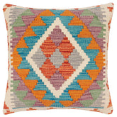 handmade Traditional Pillow Rust Blue Hand-Woven SQUARE 100% WOOL Hand woven turkish pillow2 x 2