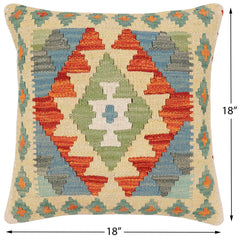 handmade Traditional Pillow Rust Blue Hand-Woven SQUARE 100% WOOL Hand woven turkish pillow2 x 2