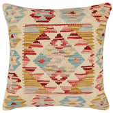 handmade Traditional Pillow Beige Red Hand-Woven SQUARE 100% WOOL Hand woven turkish pillow 2 x 2