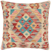 handmade Traditional Pillow Red Blue Hand-Woven SQUARE 100% WOOL Hand woven turkish pillow 2 x 2