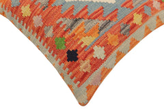 handmade Traditional Pillow Rust Blue Hand-Woven SQUARE 100% WOOL Hand woven turkish pillow2 x 2