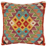 handmade Traditional Pillow Rust Blue Hand-Woven SQUARE 100% WOOL Hand woven turkish pillow PILLOW