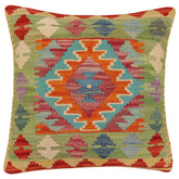 handmade Traditional Pillow Rust Blue Hand-Woven SQUARE 100% WOOL Hand woven turkish pillow PILLOW