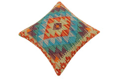 handmade Traditional Pillow Rust Blue Hand-Woven SQUARE 100% WOOL Hand woven turkish pillow2 x 2