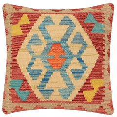 handmade Traditional Pillow Red Blue Hand-Woven SQUARE 100% WOOL Hand woven turkish pillow PILLOW