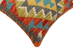 handmade Traditional Pillow Rust Blue Hand-Woven SQUARE 100% WOOL Hand woven turkish pillow2 x 2