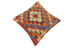 handmade Traditional Pillow Rust Blue Hand-Woven SQUARE 100% WOOL Hand woven turkish pillow 2 x 2