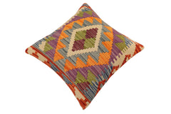 handmade Traditional Pillow Rust Blue Hand-Woven SQUARE 100% WOOL Hand woven turkish pillow 2 x 2