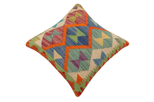 handmade Traditional Pillow Rust Blue Hand-Woven SQUARE 100% WOOL Hand woven turkish pillow2 x 2