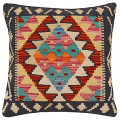 handmade Traditional Pillow Rust Blue Hand-Woven SQUARE 100% WOOL Hand woven turkish pillow PILLOW