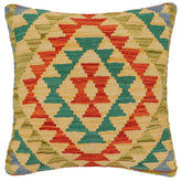 handmade Traditional Pillow Rust Blue Hand-Woven SQUARE 100% WOOL Hand woven turkish pillow 2 x 2