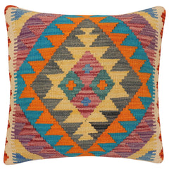 handmade Traditional Pillow Rust Blue Hand-Woven SQUARE 100% WOOL Hand woven turkish pillow PILLOW