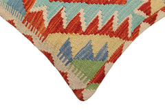 handmade Traditional Pillow Rust Blue Hand-Woven SQUARE 100% WOOL Hand woven turkish pillow2 x 2