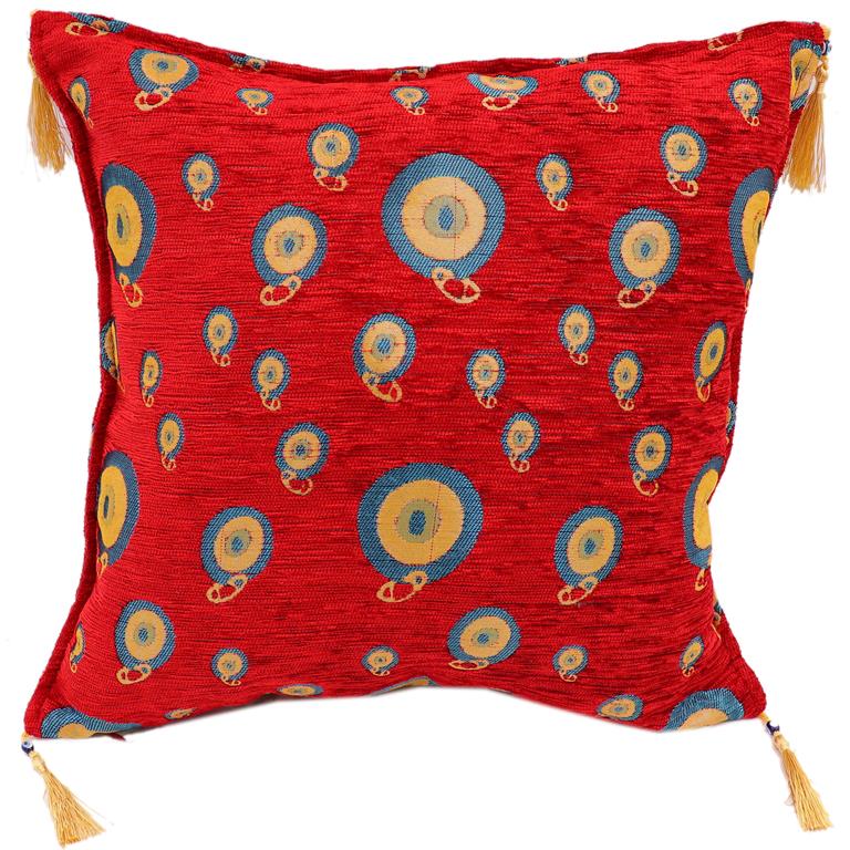 handmade Geometric Pillow Red Blue Handmade RECTANGLE throw pillow 2 x 2