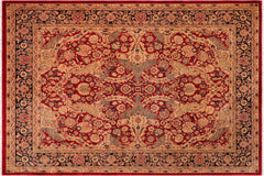 handmade Traditional Agra Red Blue Hand Knotted RECTANGLE 100% WOOL area rug 8x10