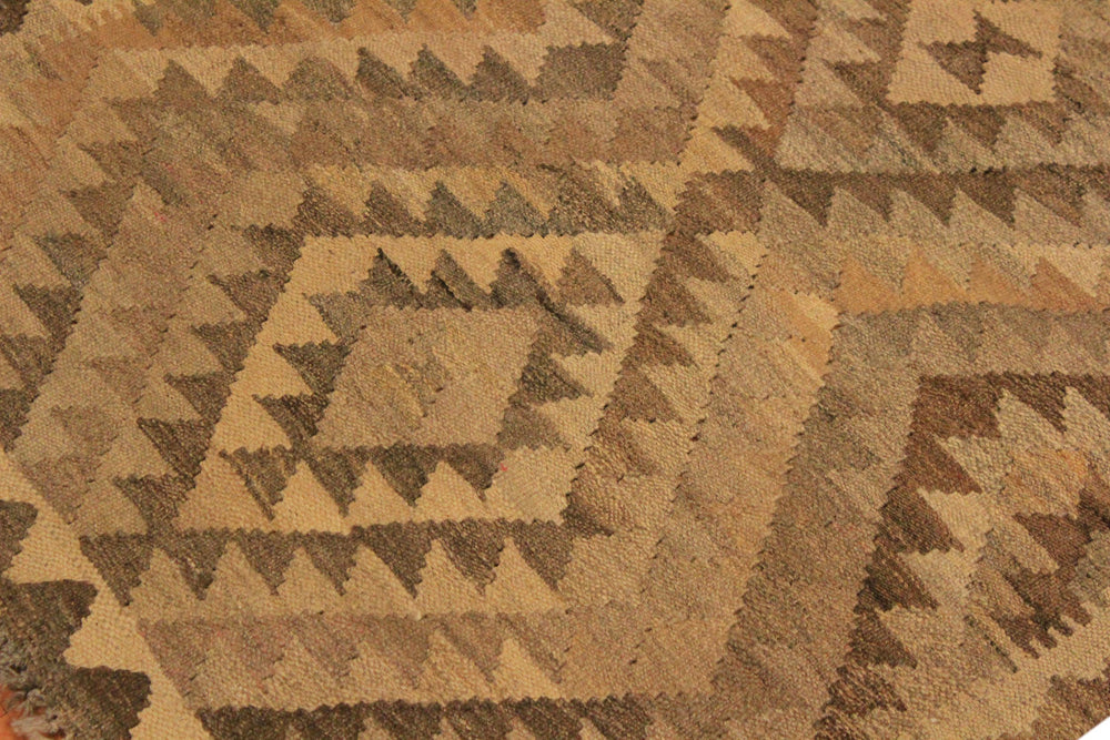 handmade Geometric Kilim Gray Brown Hand-Woven RECTANGLE 100% WOOL area rug 3' x 4'