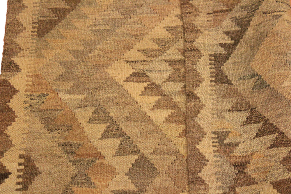 handmade Geometric Kilim Gray Brown Hand-Woven RECTANGLE 100% WOOL area rug 3' x 4'