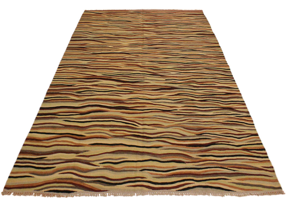 handmade Modern Kilim Beige Red Hand-Woven RECTANGLE 100% WOOL area rug 6x8