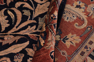 handmade Traditional Lahore Blue Brown Hand Knotted RECTANGLE 100% WOOL area rug 8' x 10'