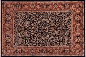 handmade Traditional Lahore Blue Brown Hand Knotted RECTANGLE 100% WOOL area rug 8' x 10'