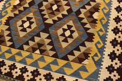 handmade Geometric Kilim Brown Beige Hand-Woven RECTANGLE 100% WOOL area rug 4 x 6