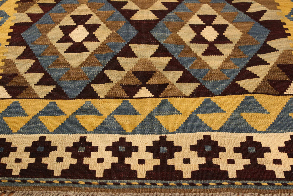 handmade Geometric Kilim Brown Beige Hand-Woven RECTANGLE 100% WOOL area rug 4 x 6