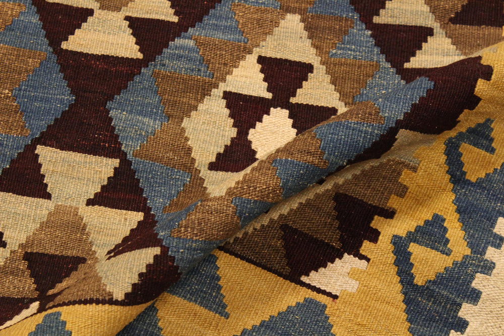 handmade Geometric Kilim Brown Beige Hand-Woven RECTANGLE 100% WOOL area rug 4 x 6