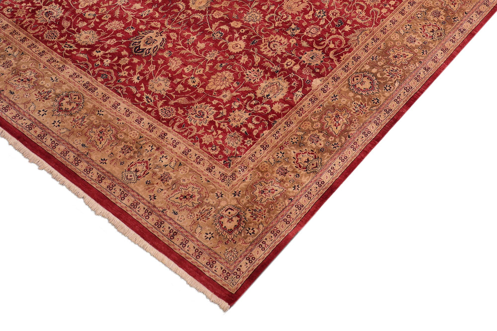 handmade Transitional Agra Red Gold Hand Knotted RECTANGLE 100% WOOL area rug 8x10