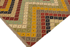handmade Modern Kilim Gray Beige Hand-Woven RECTANGLE 100% WOOL area rug 5x7