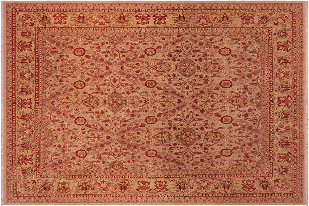 handmade Transitional Lahore Tan Tan Hand Knotted RECTANGLE 100% WOOL area rug 8' x 10'