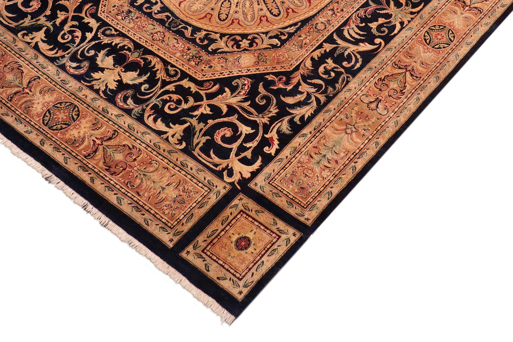 handmade Traditional Tamour Blue Tan Hand Knotted RECTANGLE 100% WOOL area rug 8x11