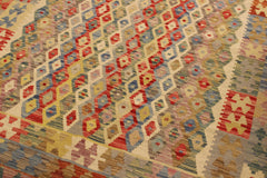 handmade Geometric Kilim Beige Blue Hand-Woven RECTANGLE 100% WOOL area rug 5 x 7