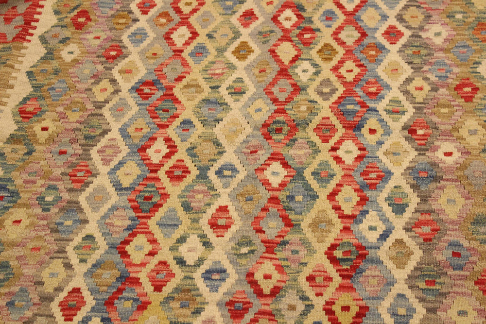 handmade Geometric Kilim Beige Blue Hand-Woven RECTANGLE 100% WOOL area rug 5 x 7