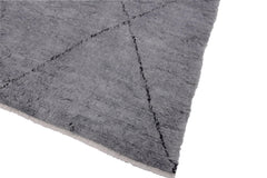 handmade Modern Moroccan Gray Black Hand Knotted RECTANGLE 100% WOOL area rug 8' x 11'
